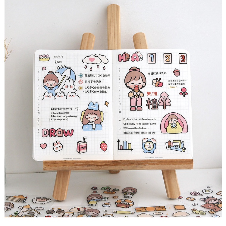 Hình dán stiker trang trí phong cách Hàn Quốc 8x8cm