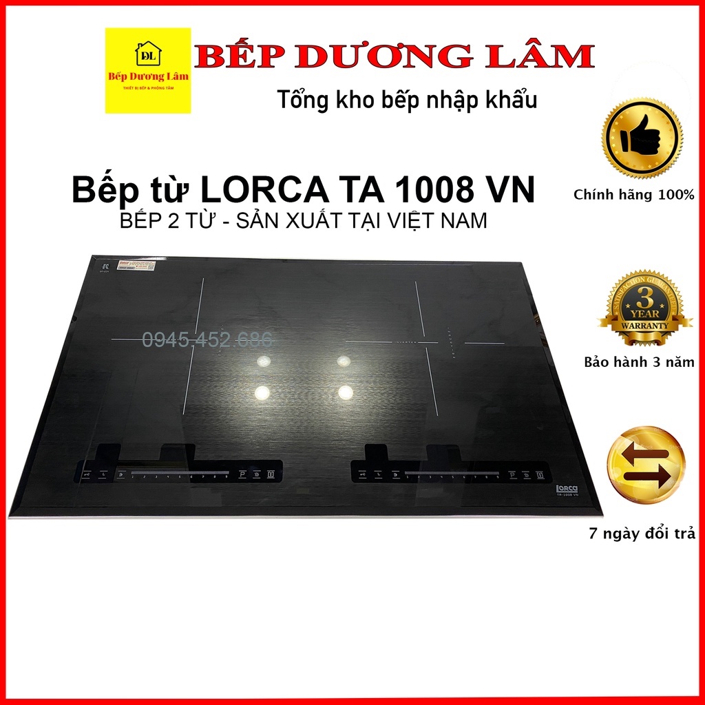 Bếp từ đôi Lorca TA 1008 VN (2400W) - Made in Việt Nam - Bảo hành 3 năm
