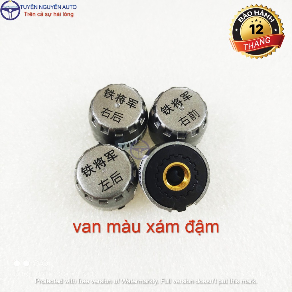 Cảm biến áp suất lốp Steelmate T023-D van ngoài màu xám dùng pin năng lượng mặt trời mẫu mới ren kim loại đồng