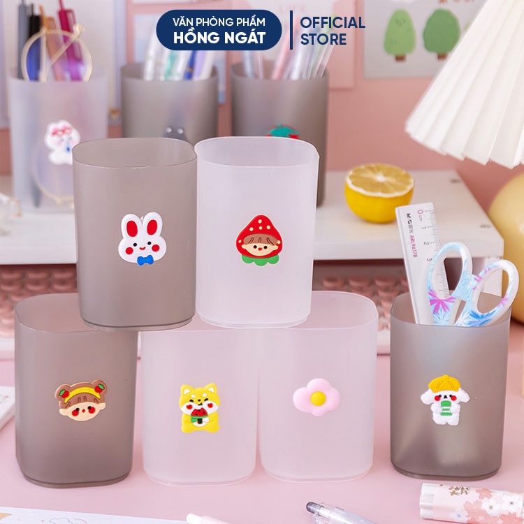 Ống đựng bút hình cốc, hộp đựng bút để bàn cute đa năng giá rẻ đồ dùng học tập dễ thương văn phòng phẩm OB06