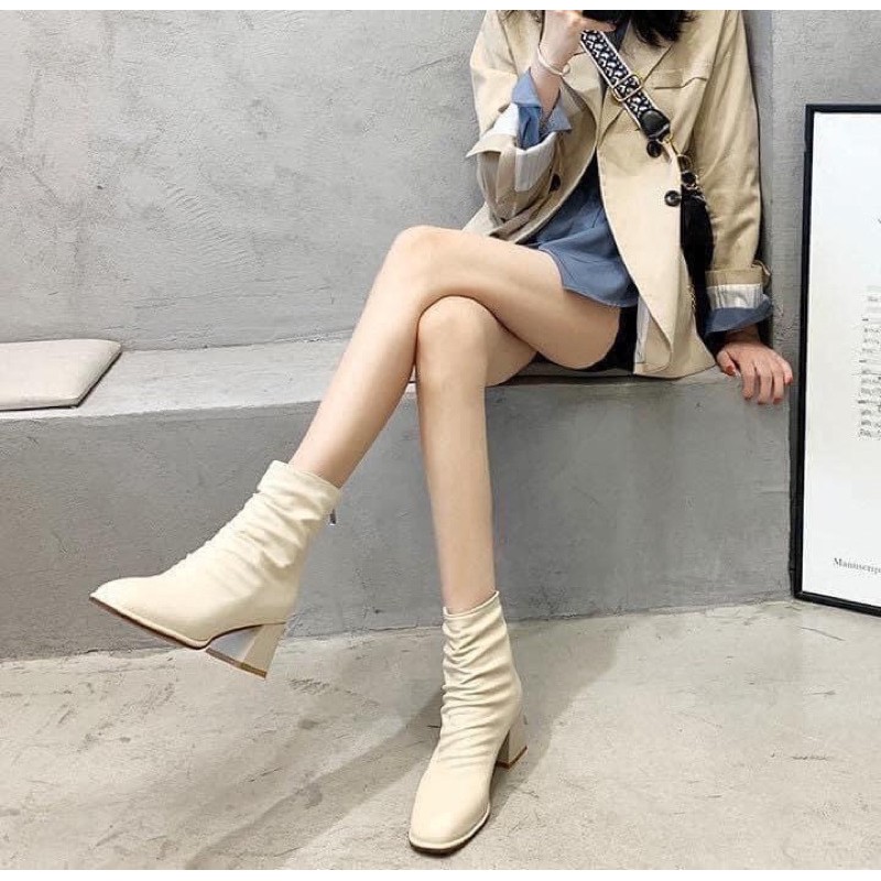 boot da trắng new | Shopee Việt Nam