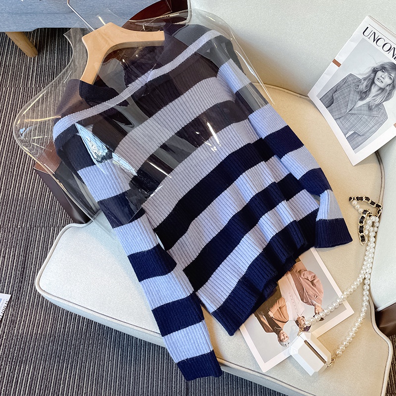 Áo Sweater Dệt Kim Tay Dài Cổ Thủy Thủ Kẻ Sọc Dễ Thương  tao bao