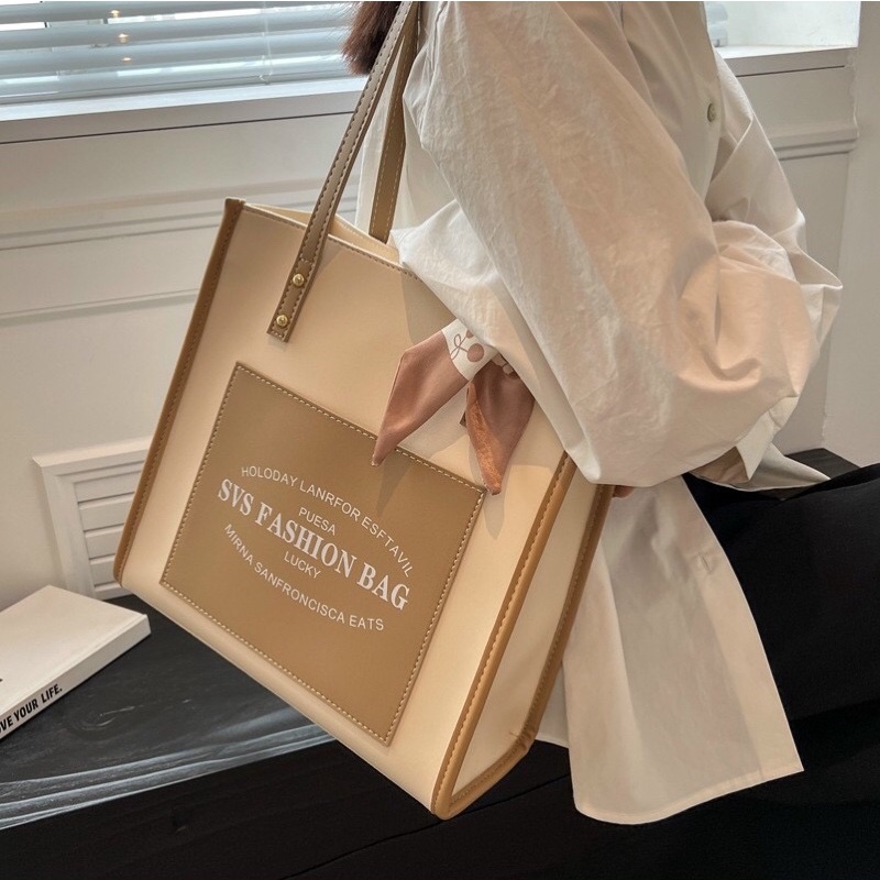 Túi xách công sở nữ to, Túi tote bag da Fashion kèm khăn vừa A4, iPad, tài liệu da dày đi học, đi làm TIMISTOREHN T101