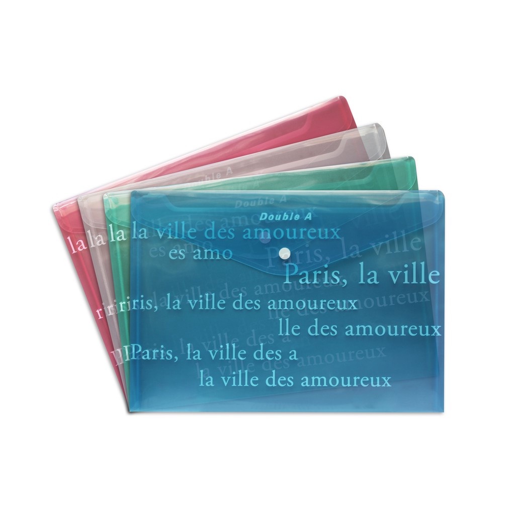 Combo 5 Bìa nút Double A nhiều màu sắc, cúc đóng thông minh (Túi Clear bag)
