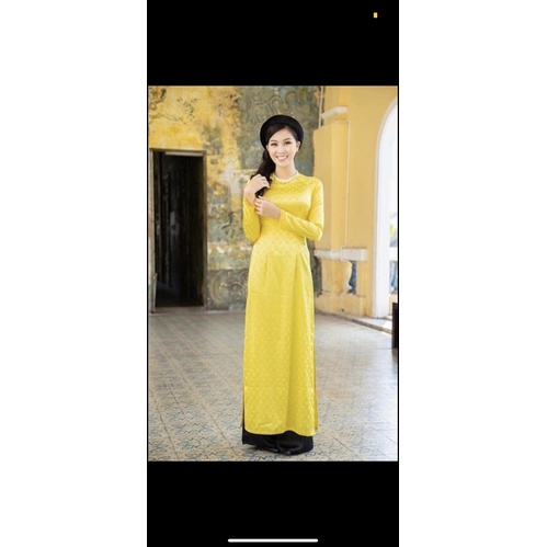Áo dài gấm tơ logo hàng hiệu Minh Anh Fashion CÓ MAY SỐ ĐO
