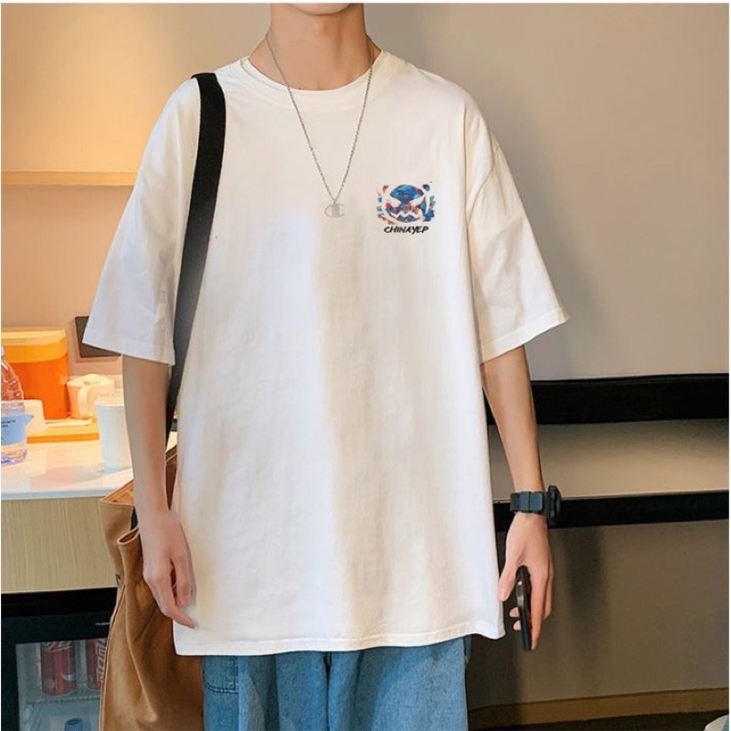 Áo thun form rộng ngắn tay unisex nam nữ Zombi011 dáng tay lửng, áo thun trắng unisex nam nữ basic oversize