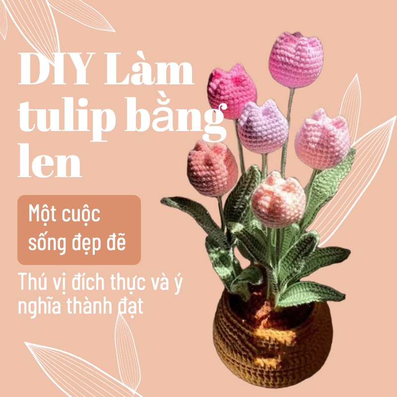 [DIY] Hoa Tulip tự may. Tay dệt túi vải tự làm. Trang trí bằng hoa bất tử.