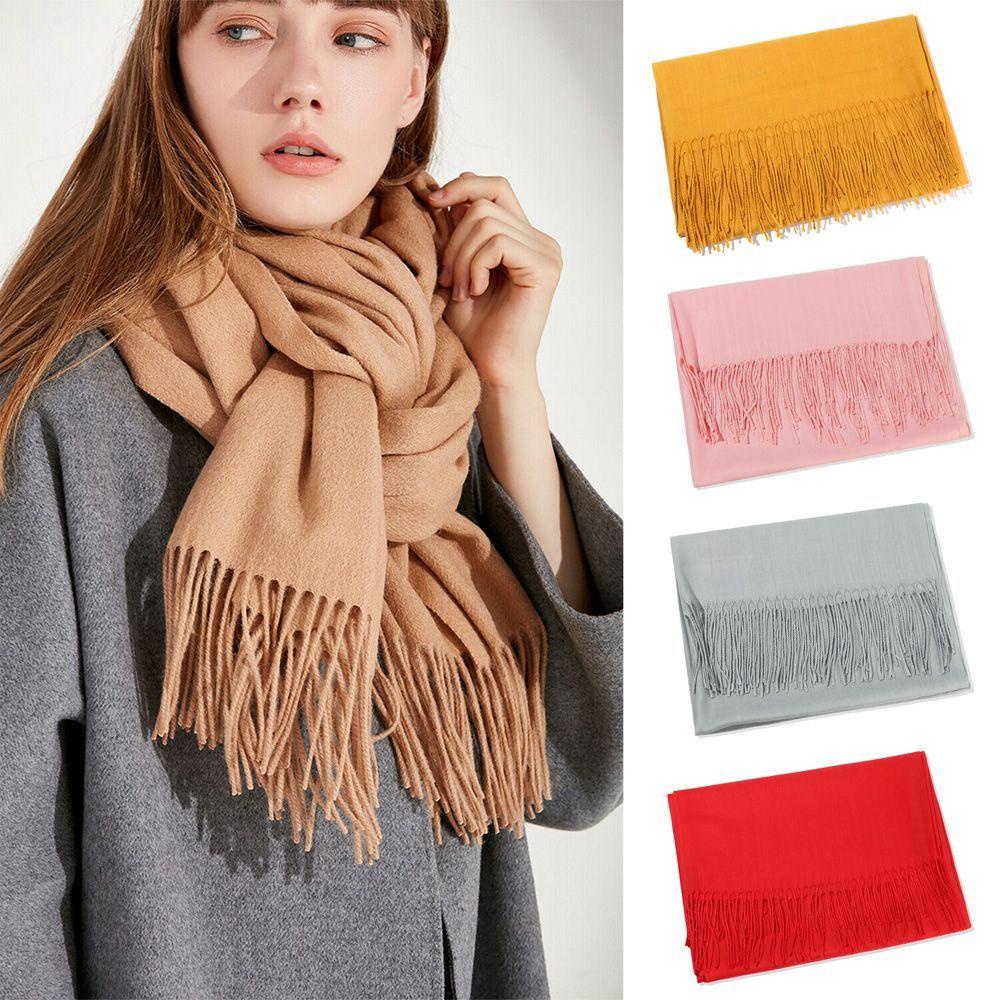 Khăn Choàng Len Cashmere Phối Tua Rua Dài Sang Trọng MIHAN1