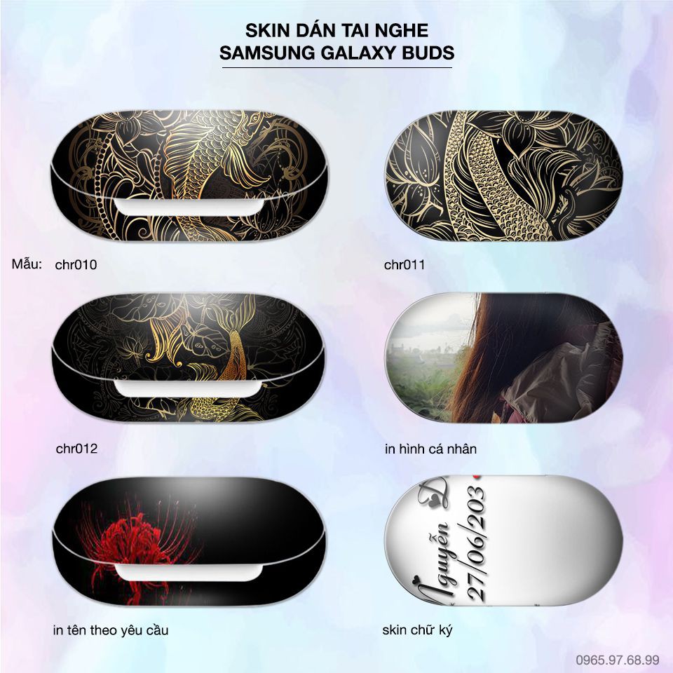 Skin dán tai nghe Samsung Galaxy Buds in hình Cá chép hóa rồng x02