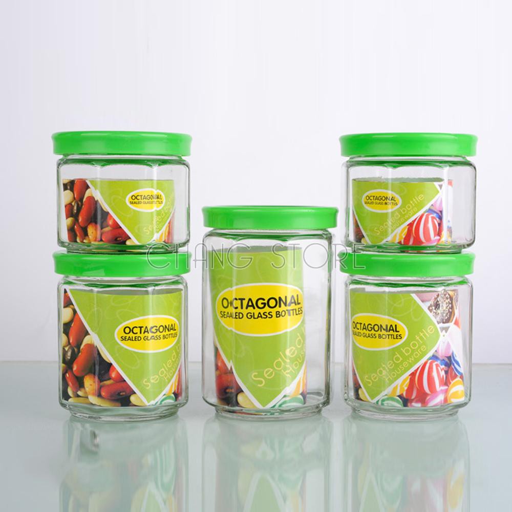 Bộ 5 Hũ Thủy Tinh Đựng Gia Vị Tiện Lợi