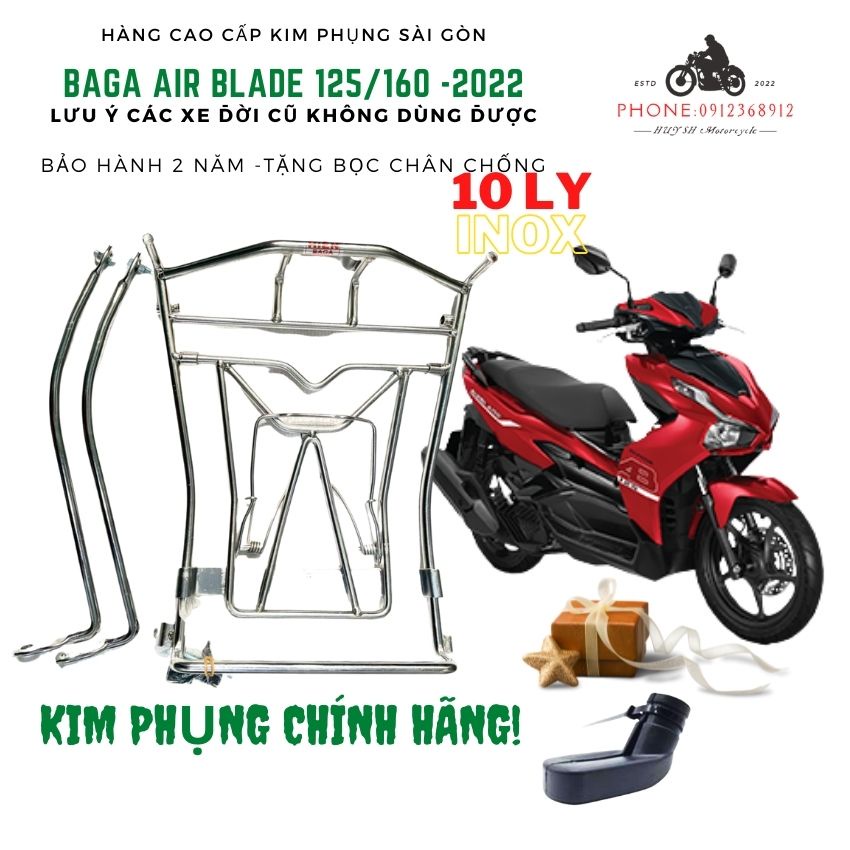 Baga Air Blade 2023 10ly Inox, AB 2023 Titan 7 màu Bắt Chân Dễ Lắp _tặng Bọc Chân Chống