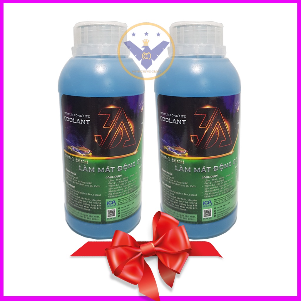 COMBO 2 lon nước làm mát xe ô tô màu xanh 3A Premium Longlife Coolant 500ml