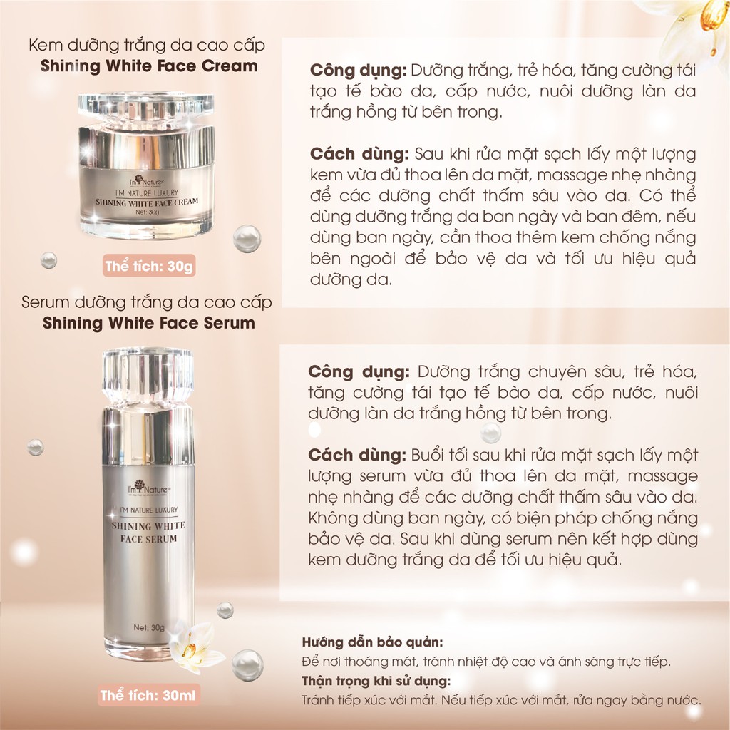 Serum Dưỡng Trắng Da Cao Cấp Shining White Face Serum I'm Nature _ Dưỡng Da Trắng Sáng Mờ Nám Hết Thâm