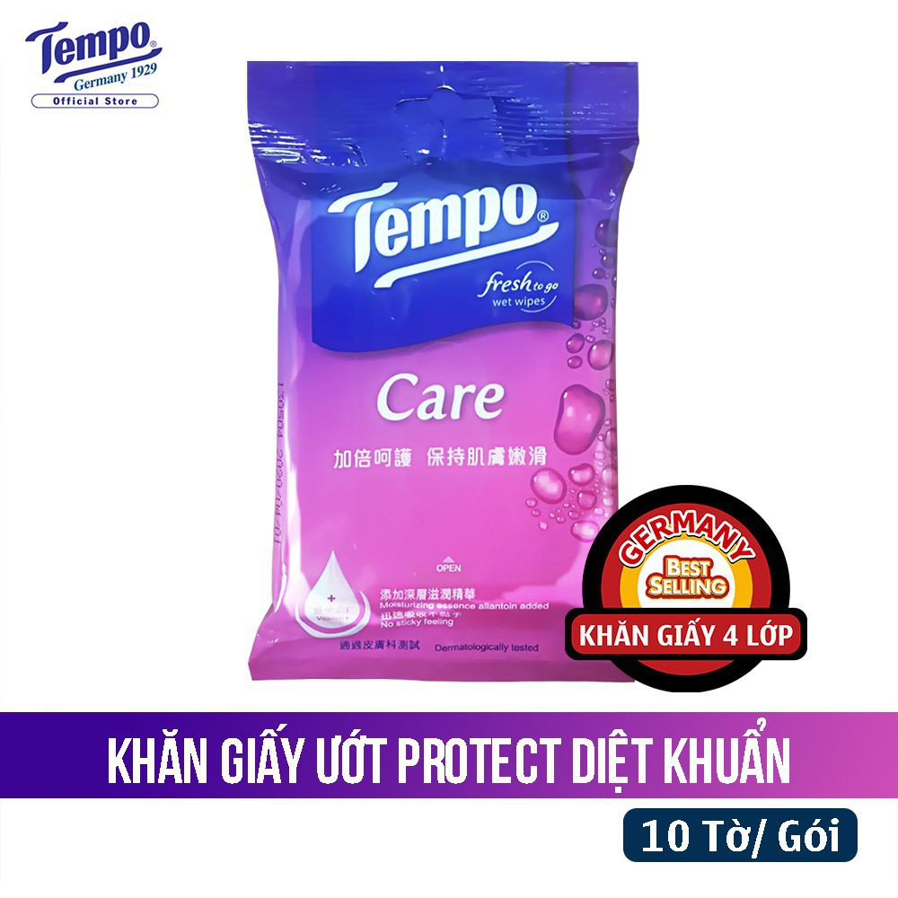 Khăn Giấy Ướt Care Vitamin E TEMPO  - Túi 10 Tờ