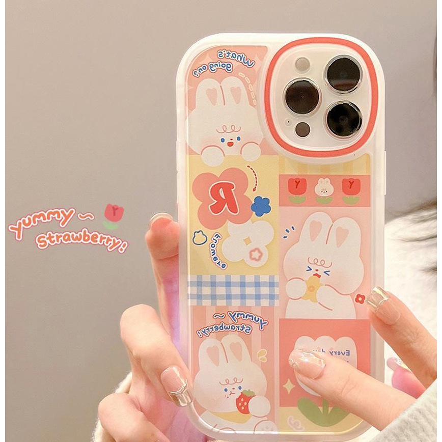 Ốp lưng iphone trong bo tròn thỏ dâu tây 6/6s/6plus/6splus/7/7plus/8/8plus/xs/11/12/13/14/pro/max/plus/promaxTBT12