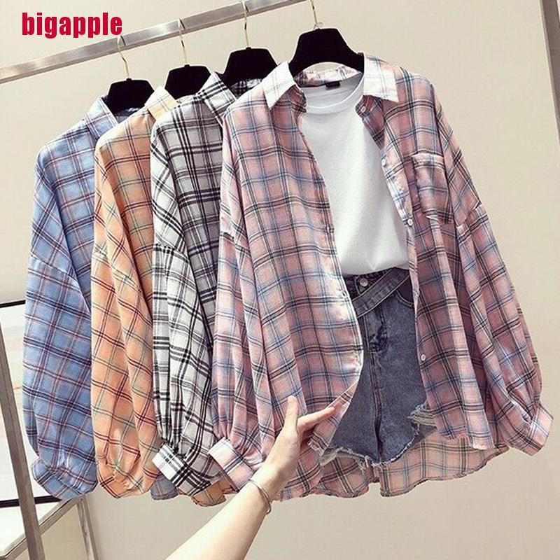 Áo Sơ Mi Khoác Ngoài Họa Tiết Ca Rô Thời Trang Dành Cho Nữ