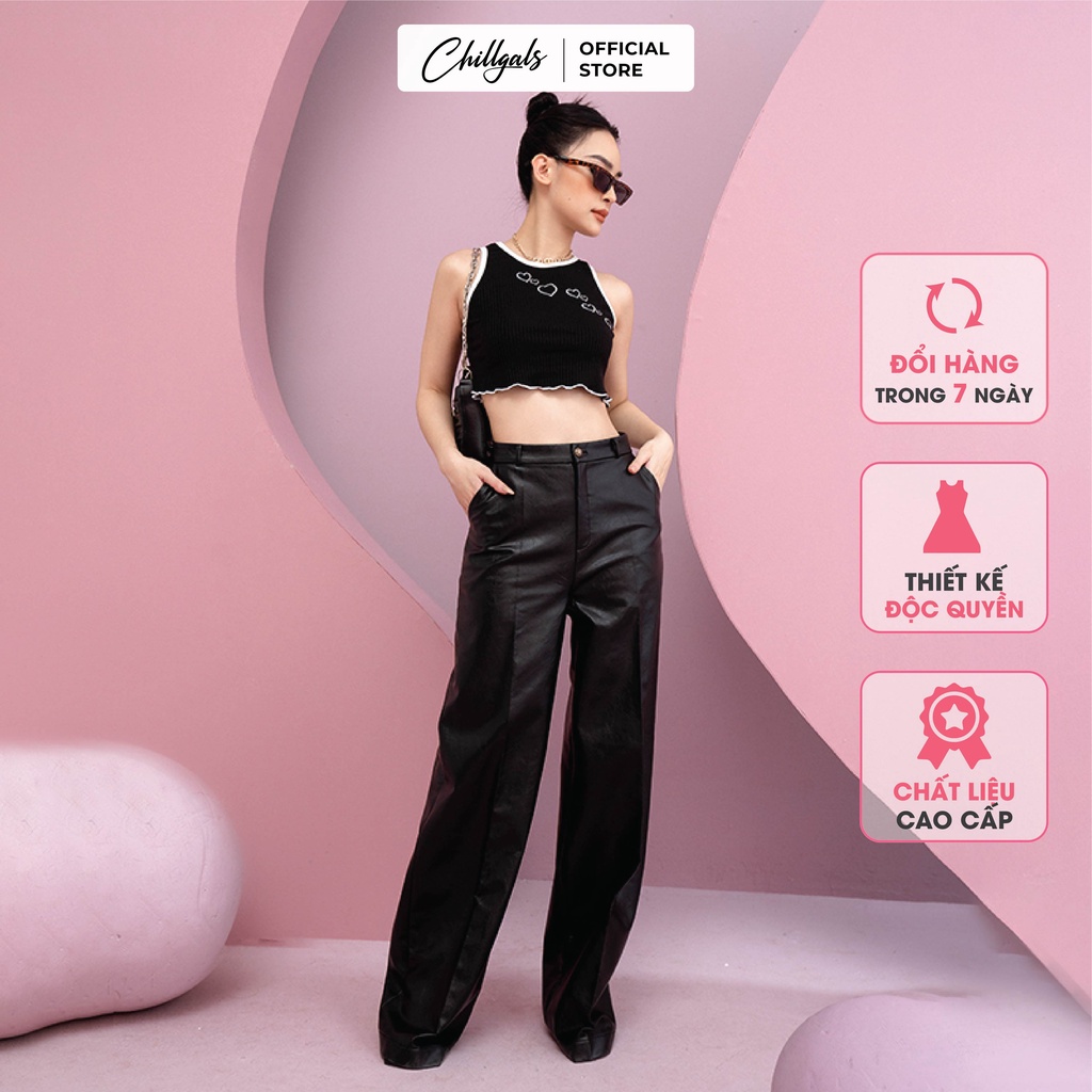 Áo croptop 3 lỗ họa tiết trái tim xinh xắn Chillgals