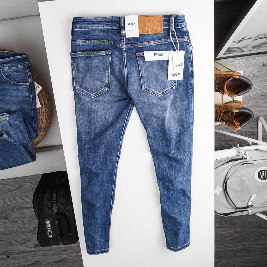 𝐐𝐮𝐚̂̀𝐧 𝐉𝐞𝐚𝐧𝐬 rách gối - Quần bò nam co giãn dễ phối đồ, phong cách 2021 - Thời trang nam PAPAZI | BigBuy360 - bigbuy360.vn