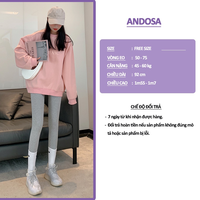Quần legging nữ HffM cao cấp hàng chuẩn xuất khẩu thun cotton dày dặn cạp cao nâng mông ANDOSA HM01