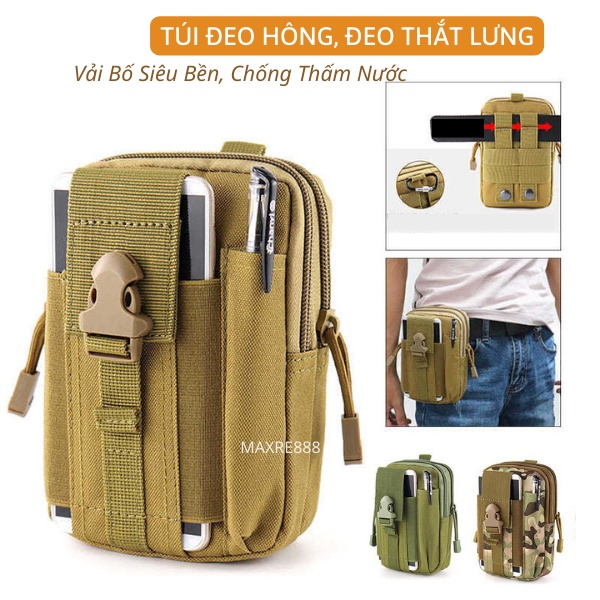 Túi Đeo Hông, Đeo Thắt Lưng Đựng Điện Thoại Chất Liệu Vải Dày Bền Chống Trầy Xước Nhiều Ngăn Tiện Dụng
