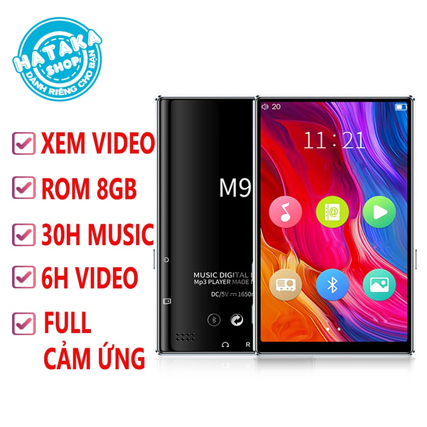 Máy Nghe Nhạc Mp4 xem video M9 4INCH, bộ nhớ 8GB, chức năng BLUETOOH, ghi âm, FM, vỏ hợp kim nhôm