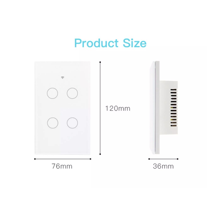 CÔNG TẮC THÔNG MINH WIFI TUYA,CÔNG TẮC TUYA 4 NÚT CHỮ NHẬT CẢM ỨNG