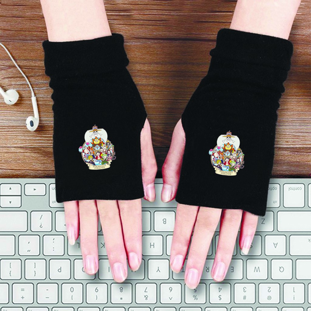 Găng tay len in hình Đảo Hải Tặc ONE PIECE anime chibi thời trang nam nữ ấm áp