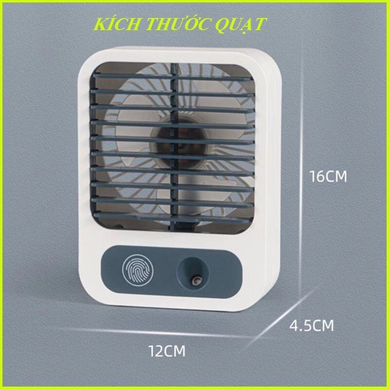 Quạt mini phun sương tạo ẩm 2in1, Quạt hơi nước 3 tốc độ gió công suất 4,5W, Sạc USB - Quạt tích điện mini phun sương