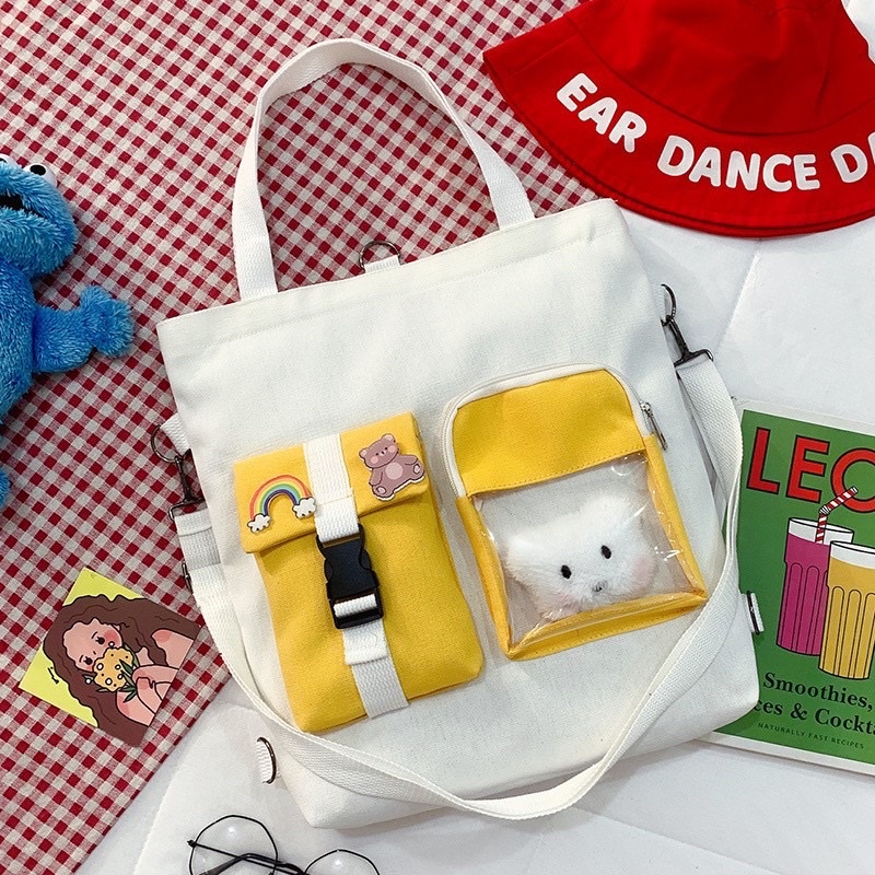 TOTE ĐEO 2 kiểu - TÚI MICA PHỐI MÀU- TT05
