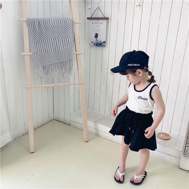 Bộ áo ba lỗ quần giả váy bé gái