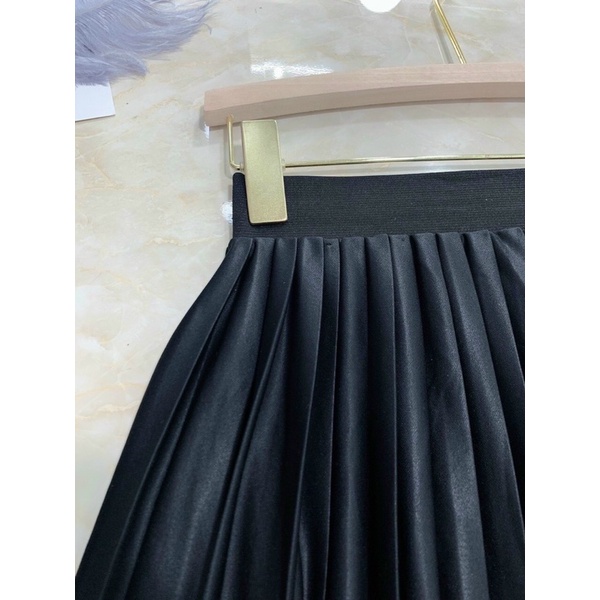 Chân váy xếp ly đen dáng dài chân váy đen xòe công sở