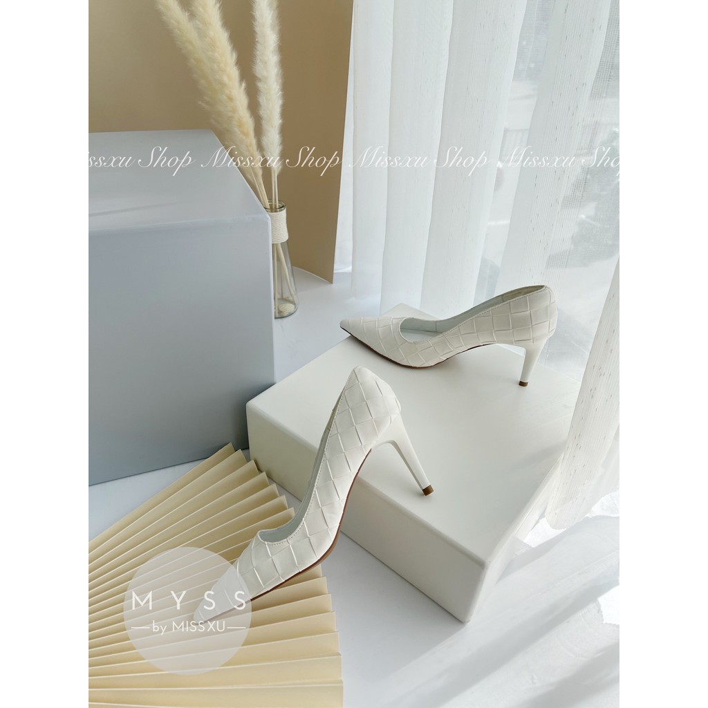 Giày nữ mũi nhọn vân ô 7 cm thời trang MYSS - CG189