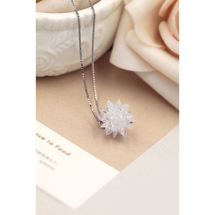 Dây chuyền nữ mạ bạc 925 hình bông tuyết 3d chính hãng trang sức bạc CINLA DC030