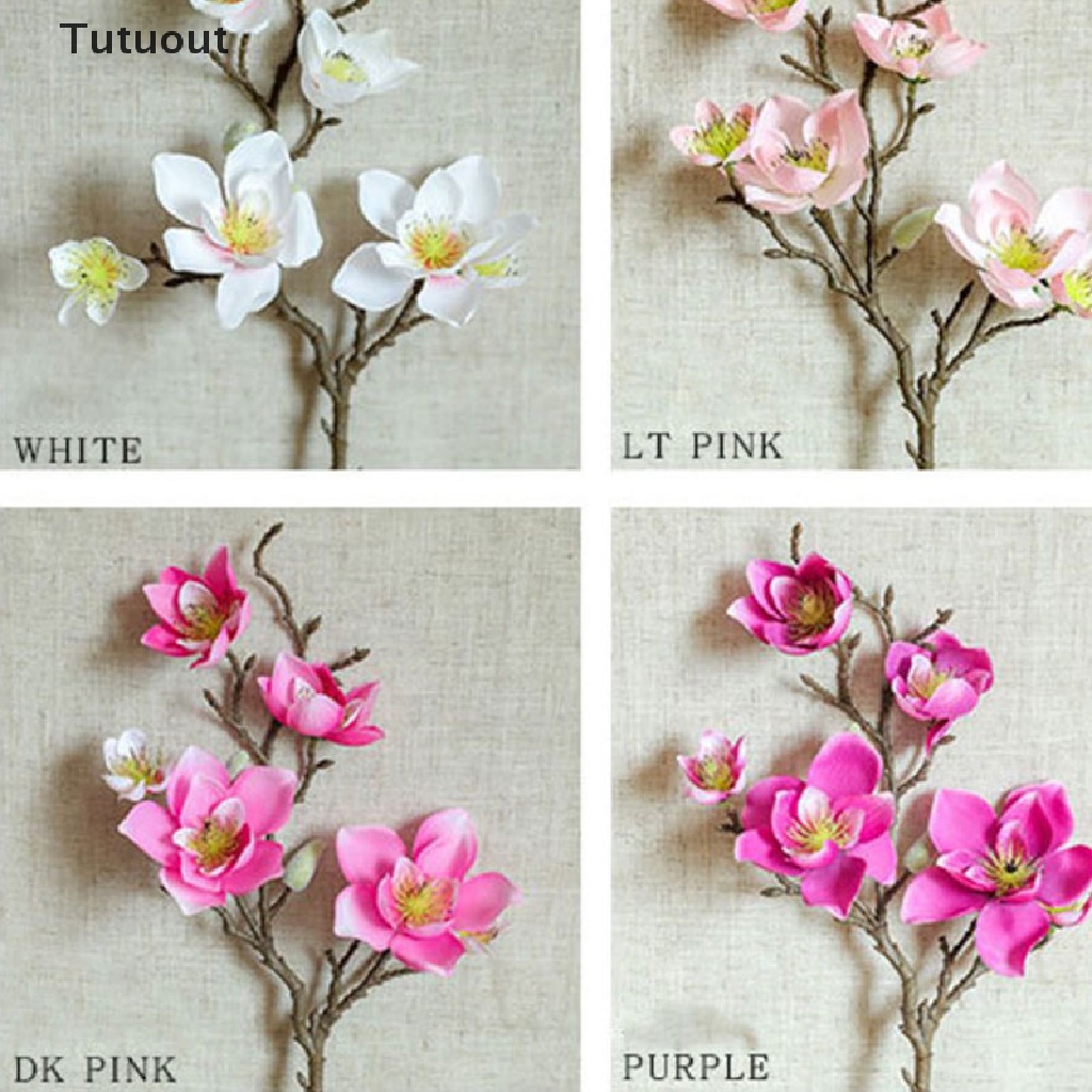 Nhánh hoa mộc lan giả sinh động như thật dùng trang trí tùy chọn màu sắc