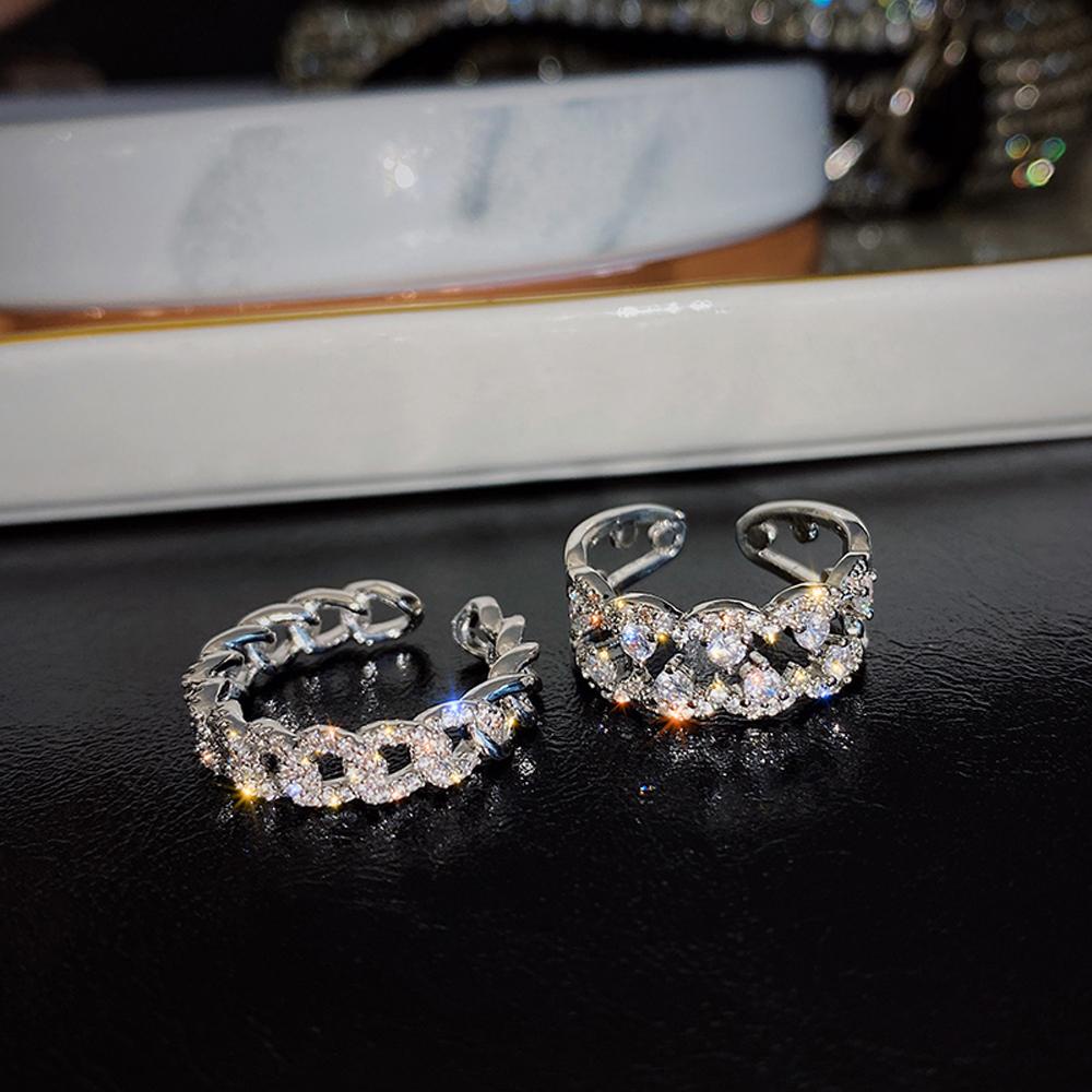 Epoch Nhẫn Hở Đính Đá Zircon Lấp Lánh Thời Trang Dự Tiệc Cho Nữ