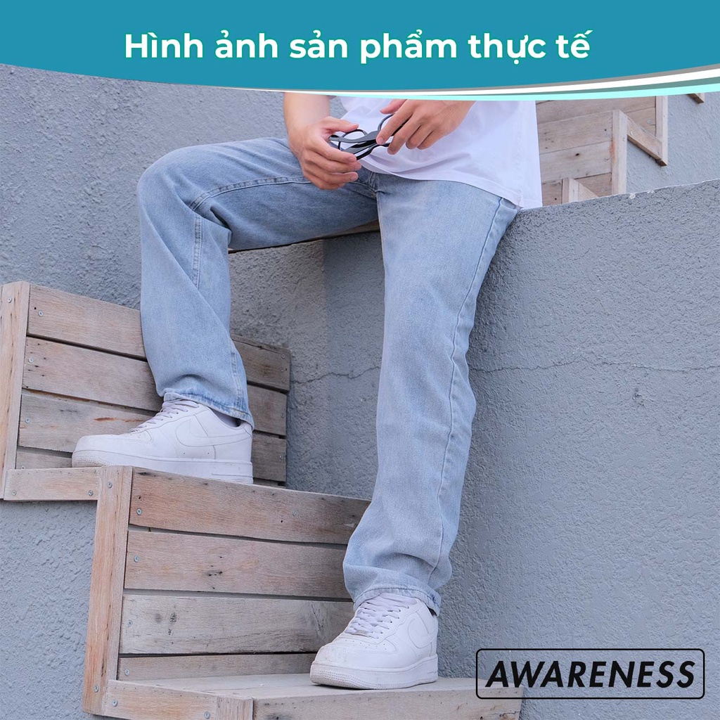 Quần jean nam xanh baggy ống suông rộng chất denim dày dặn dễ phối đồ phong cách Hàn Quốc J10 - jean baggy AWARENESS