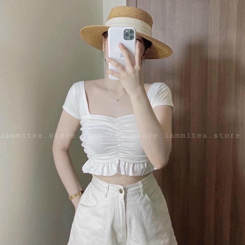 Áo croptop body nhún chất vải co giãn 4 chiều lên From chuẩn dáng