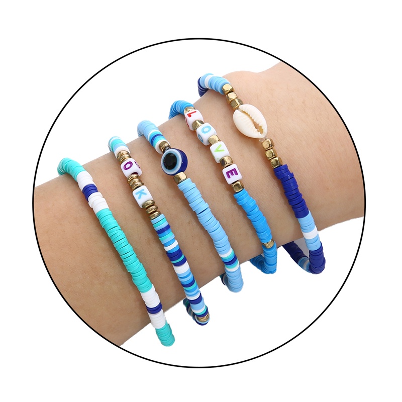 Hộp 1160 hạt xâu chuỗi đất sét 6mm có in chữ làm trang sức thủ công