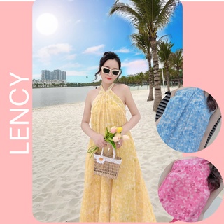 Váy maxi đi biển, đầm maxi hở lưng lency chất vải thoáng mát không bị nhăn