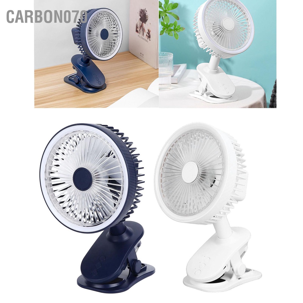 [Hàng HOT] Quạt Mini Để Bàn - Quạt Kẹp bàn sạc USB Gió mạnh 5 cánh Có độ ồn thấp động với đèn LED【Carbon070】