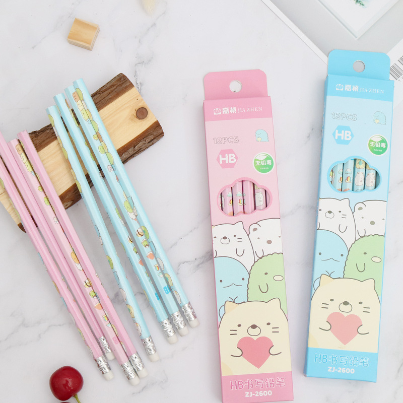 🔥Set 12 Bút Chì Gỗ Họa Tiết Hoạt Hình Sumikkogurashi Không Thể Kéo Dài