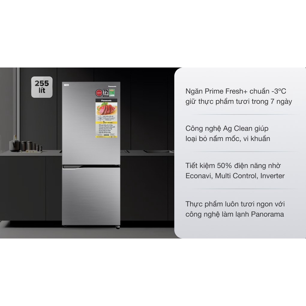 Tủ lạnh Panasonic Inverter 255 lít NR-BV280QSVN