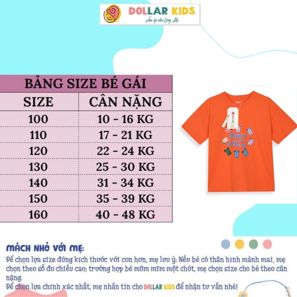 Áo Thun Dollarkids Trẻ Em Nữ Cộc Tay Chất Cotton Đẹp Cho Bé 2 - 12 Tuổi Họa Tiết Dễ Thương