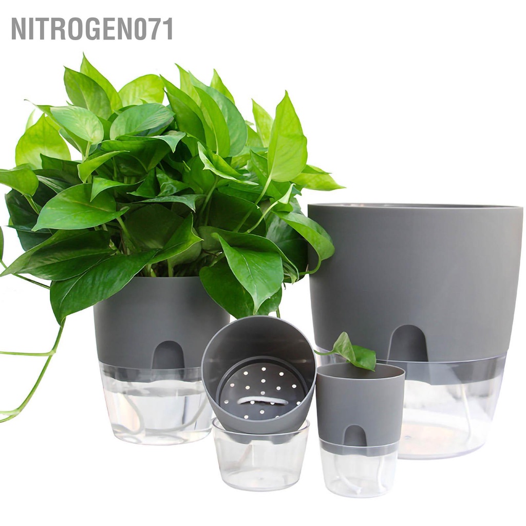 Nitrogen071 Tự tưới nước Trồng cây Bông Dây nhựa Trang trí Chậu trồng cho ngoài trời trong nhà Hoa thảo mộc