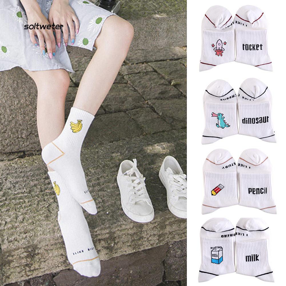 Tất chân ngắn in hình hoạt hình dễ thương cho nữ