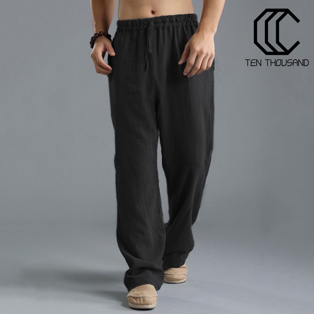 ♋Quần Dài Vải Mỏng Co Giãn Thoáng Khí Màu Sắc Đơn Giản Thời Trang Đường Phố