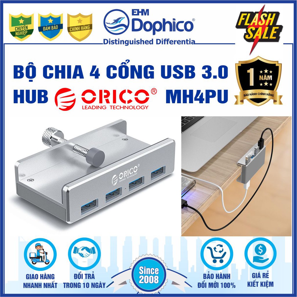 Bộ chia 4 cổng USB 3.0 – Hub Orico MH4PU – Chính Hãng – Bảo hành 12 tháng – USB3.0 Four – Port Hub