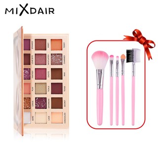 Bảng phấn mắt MIXDAIR 18 màu lấp lánh / lì + Bộ 5 cọ trang điểm