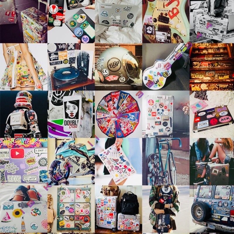 [Set 40 cái] Sticker dán xe, mũ bảo hiểm, vali, laptop, điện thoại, trang trí... chống thấm nước