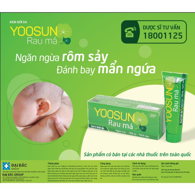  Yoosun Rau Má - Ngừa mụn, Mát da, Tránh Sẹo, Mờ thâm (Tuyb 20g)